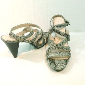 Andrew Geller Gray/Black Snakeskin Strappy Heel